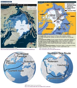 北極圏のふたつの航路とロモノソフ海嶺