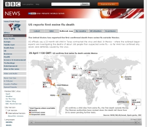 英ＢＢＣ：Outbreak map: How flu is spreading 