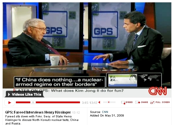 キッシンジャーとザカリア（ＣＮＮ）　GPS: Fareed Interviews Henry Kissinger