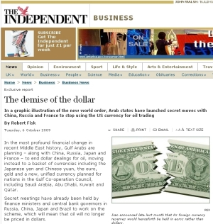 英インディペンデント紙「ドル終焉（The demise of the dollar）」の波紋広がる